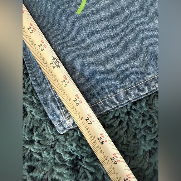 St Patrick Distressed Jeans with Green Clovers Size Medium - Picture 5 of 13